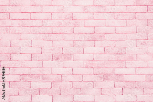 Pastel pink and white brick wall texture background. Brickwork pattern stonework design stack. Home design backdrop decoration.