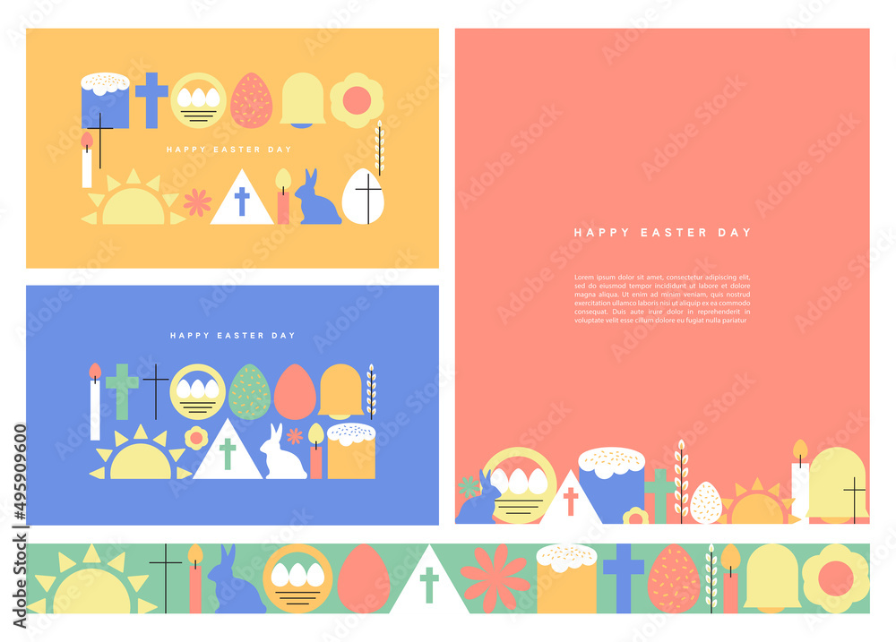 Easter set card postcard egg cross rabbit basket Easter set card postcard egg cross rabbit basket