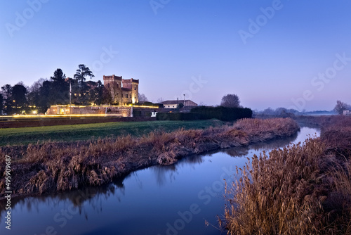 The medieval castle of Bevilacqua was transformed in 1532 into a noble residence by the architect Michele Sanmicheli. Bevilacqua, Verona province, Veneto, Italy, Europe. 
