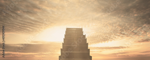Fotografie, Obraz Stairs to Doors Paradise - concept on religions Faith, forgiveness to God, 
Heav