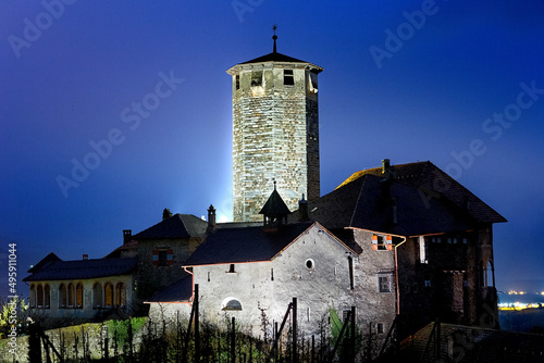 Obraz na płótnie The medieval tower of Castel Valer is the highest in the province of Trento. Tassullo, Non Valley, Trento province, Trentino Alto-Adige, Italy, Europe. w salonie