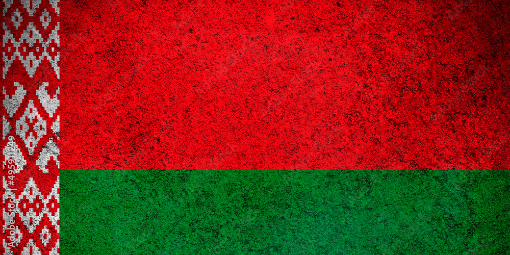 Belarus flag, grunge texture background. National country flag painted on concrete wall Belarus flag, grunge texture background. National country flag painted on concrete wall