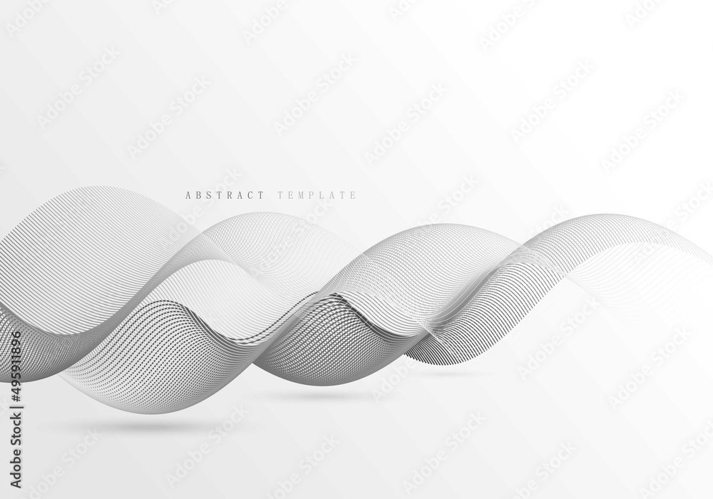 Abstract tech line wavy simple isolated object template.