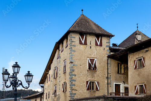 The medieval tower of Casez Castle (or Palazzo Concini). Casez, Non valley, Trento province, Trentino Alto-Adige, Italy, Europe.