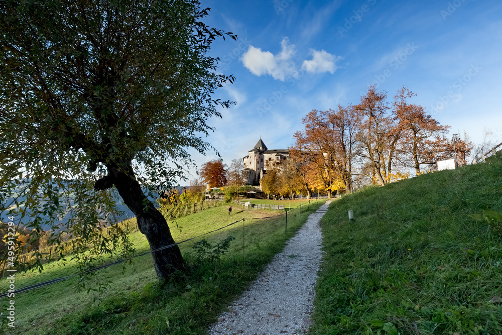 The Presule Castle is an example of Tyrolean Gothic architecture. Fiè allo Sciliar, Bolzano province, Trentino Alto-Adige, Italy, Europe.