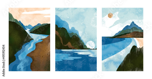 Bild auf Leinwand Abstract landscape background in scandinavian style