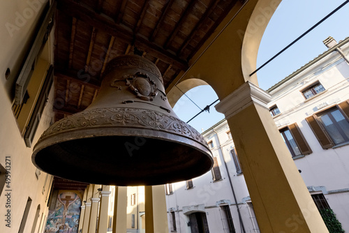 Brescello: the Sputnik bell used to shoot a Don Camillo movie. Brescello is famous for the films of don camillo and peppone . Reggio Emilia province, Emilia Romagna, Italy, Europe.