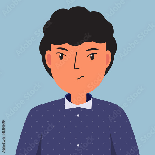 Angry man. male with displeased face. irritated human face. Vector illustration for people emotions