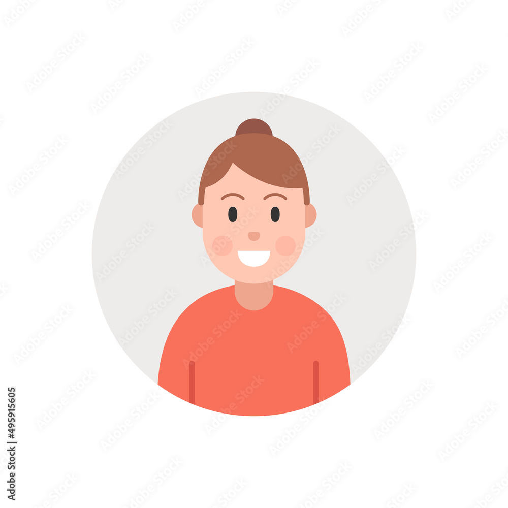 Avatar woman. Female character icon in circle. Vector illustrator.