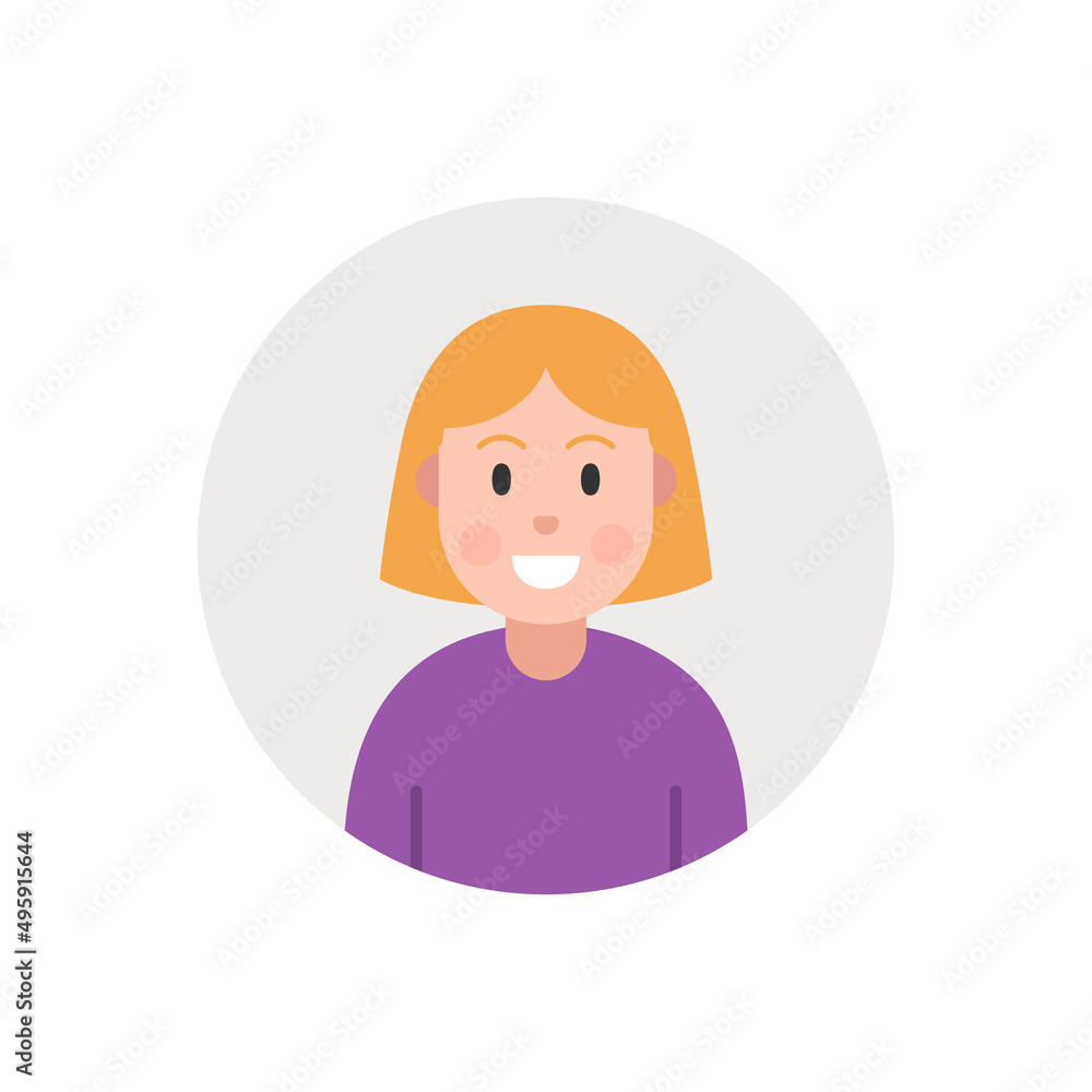 Avatar woman. Female character icon in circle. Vector illustrator. Avatar woman. Female character icon in circle. Vector illustrator.
