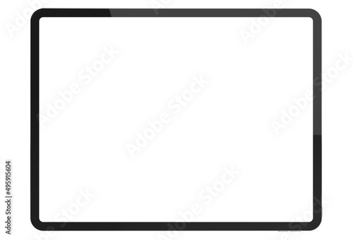 3D Realistic tablet mockup with blank screen isolated on white background