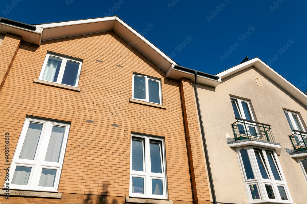 Modern new apartment flat housing for first time buyers seeking home ownership in Cardiff  Wales UK, stock photo image