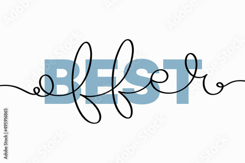 Best offer lettering. Vector illustration of creative typography with continuous one line hand drawn text isolated on white background for your design