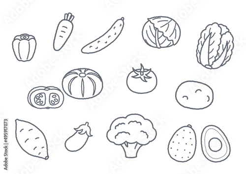 野菜のイラスト　線画