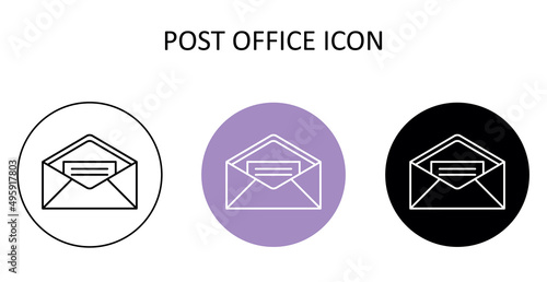 Vector illustration with post office icon. Outline drawing.