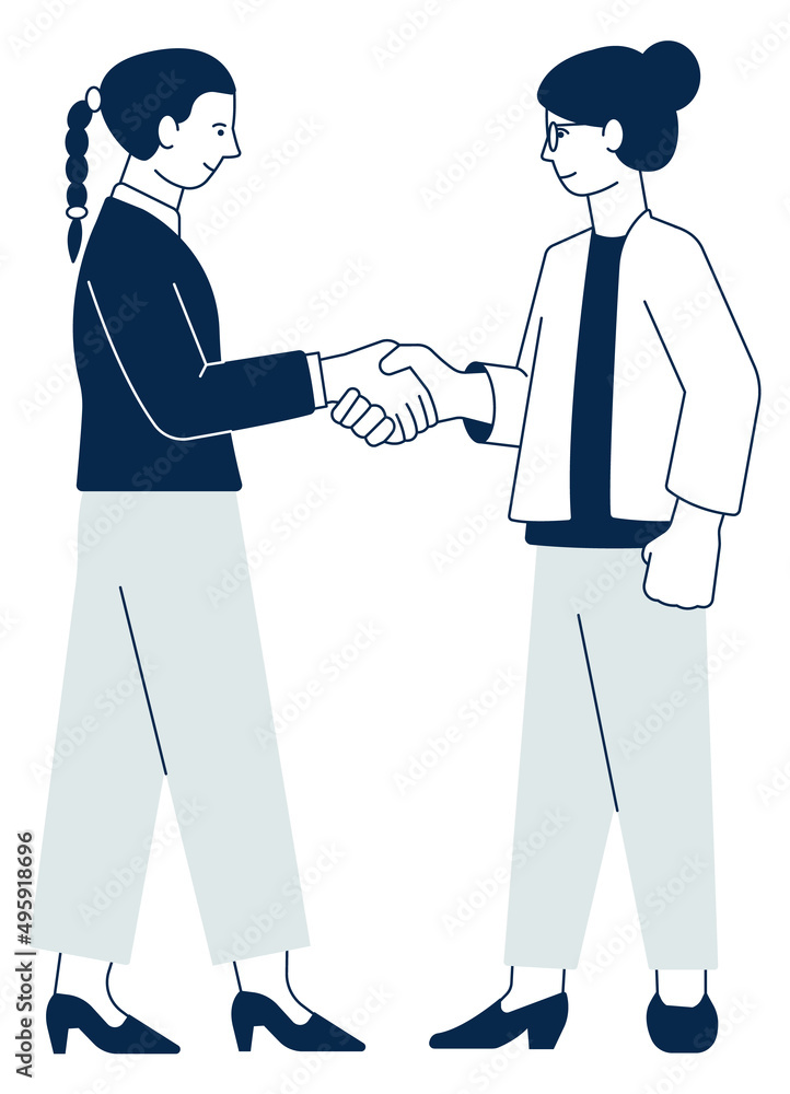 Women shaking hands. Business partnership. Closed deal