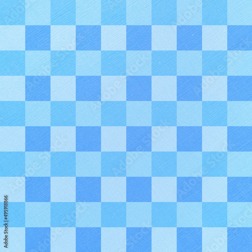 Blue pastel color with a checkered seamless pattern and paper texture for vintage style background.