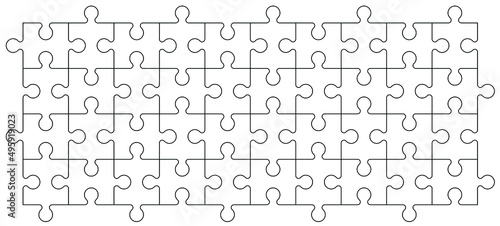 jigsaw puzzle pieces connection line pattern. Puzzle pieces icon or pictogram. Cartoon vector outline. Autism awareness logo or symbol. Dubbele platte puzzels. Teamwork concept. Mosic sign. Game print