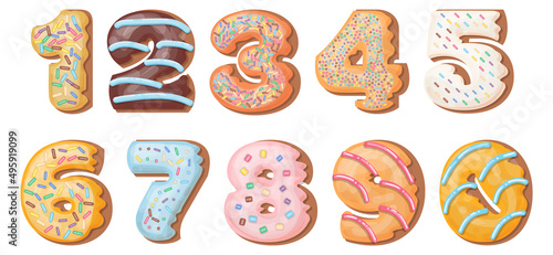 Number digit in sweet cake style. Funny cartoon birthday age signs