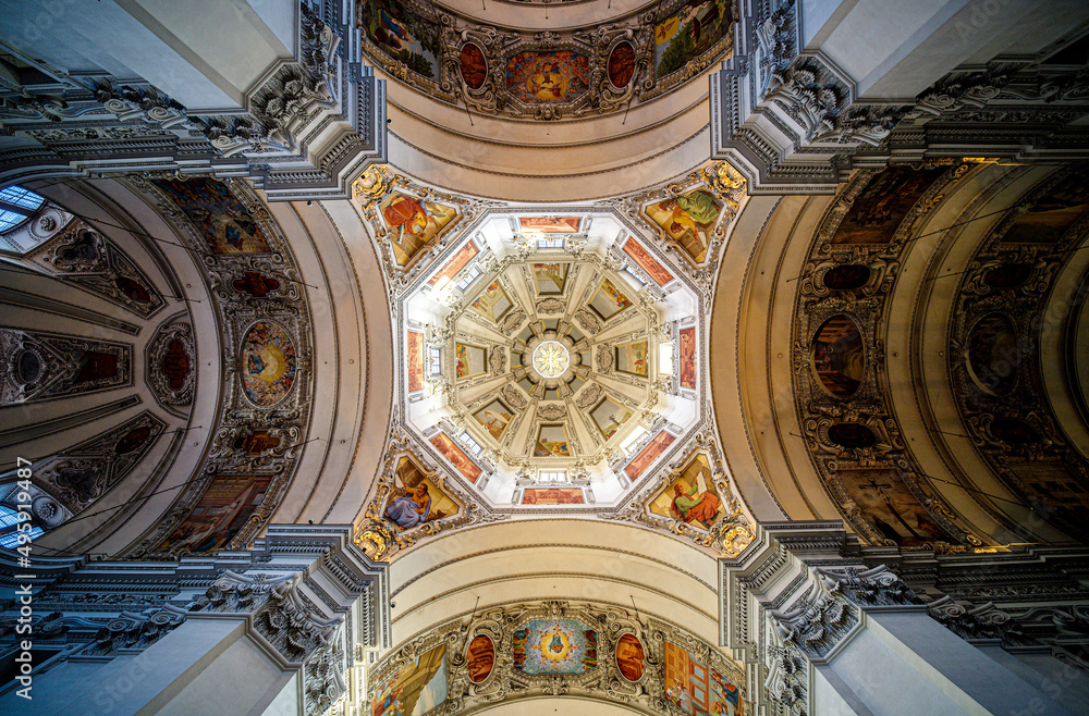Fototapeta premium Austria, Dome of the Salzburg Cathedral (Salzburger Dom)