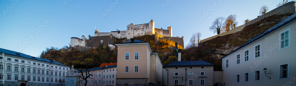 Hohensalzburg Castle inner courtyard towards the Hohe Stock and St. George Chapel in Salzburg city, Austria