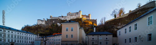 Hohensalzburg Castle inner courtyard towards the Hohe Stock and St. George Chapel in Salzburg city, Austria photo