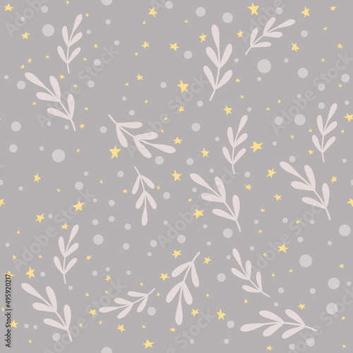 Leaf seamless pattern. Scandinavian style background. Vector illustration for fabric design  gift paper  baby clothes  textiles  cards.