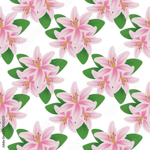 Fototapeta Naklejka Na Ścianę i Meble -  Seamless pattern watercolor lily flower for printing, fabrics, beautiful floral shirts.