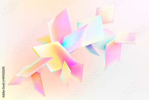 Abstract light geometric shapes. 3D vector cubes with fluid colors.