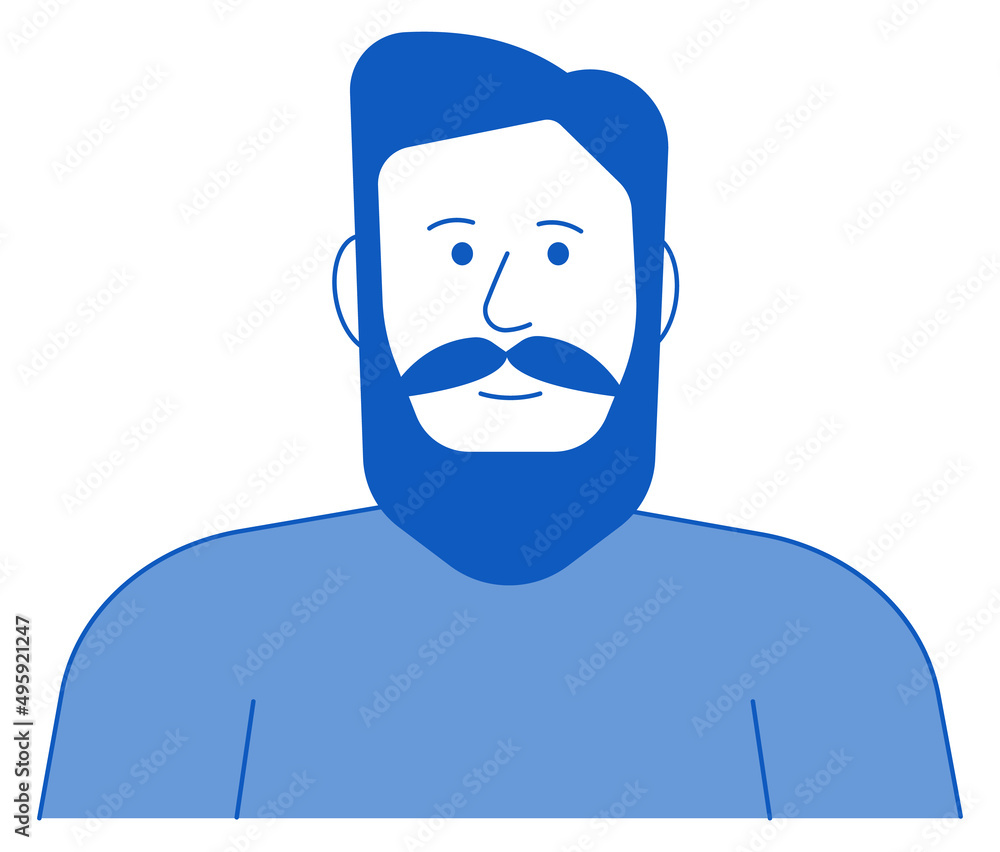 Bearded man face. Male generic profile picture