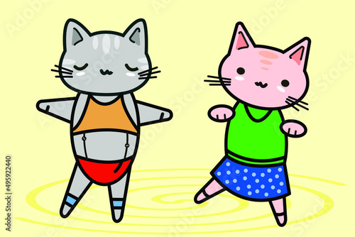 Funny animals. A little kitten.
Vector image in cartoon style. Color image.
