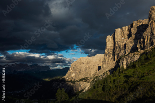 sunset in the dolomites mountains