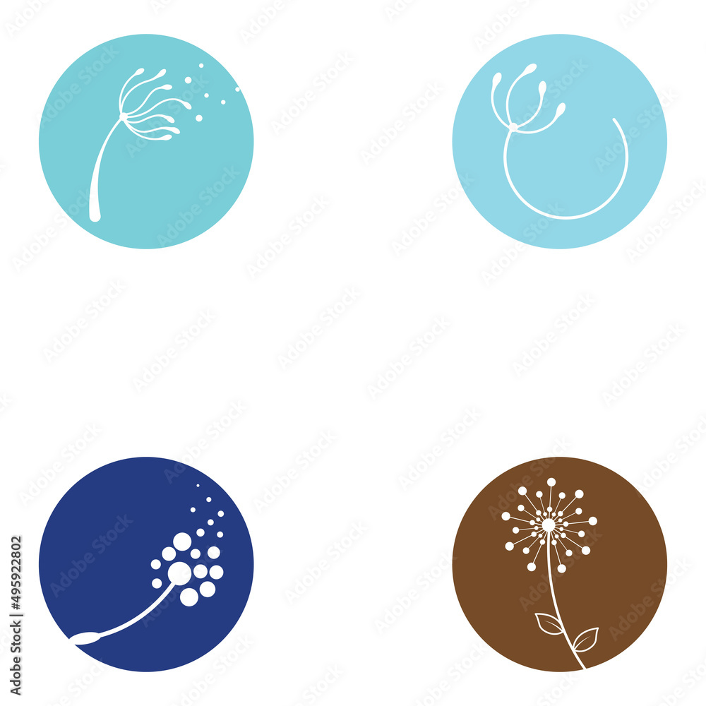 Dandelion flower logo and symbol design vector illustration template Dandelion flower logo and symbol design vector illustration template