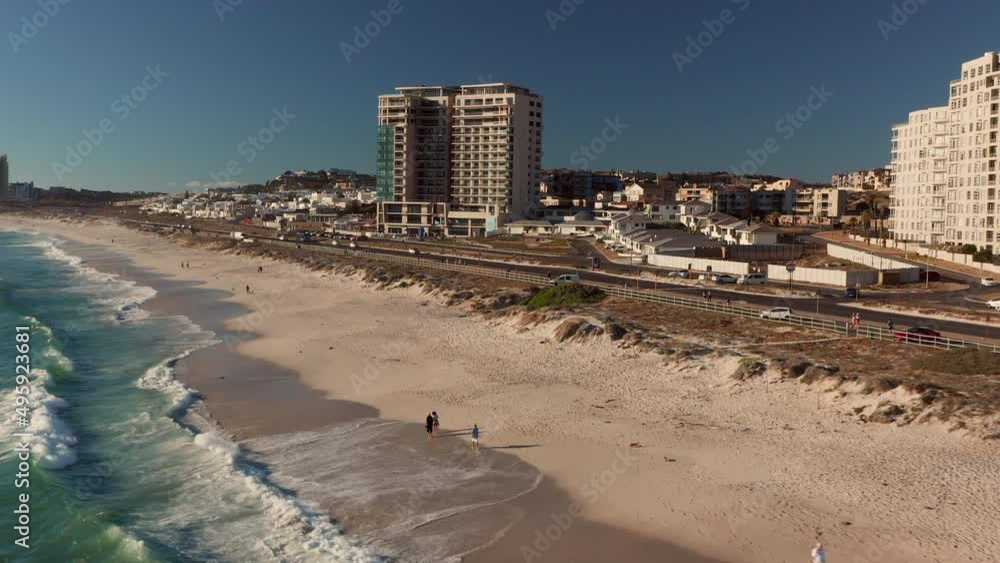 Aerial View Of Blouberg Beach On A Sunny Summer Day In Cape Town, South Africa - drone shot Aerial View Of Blouberg Beach On A Sunny Summer Day In Cape Town, South Africa - drone shot