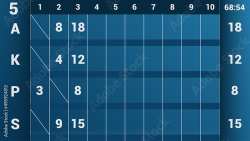 Bowling score sheet template. Bowling table information of players