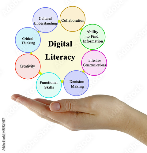 Bilde på lerret Eight Components of Digital Literacy