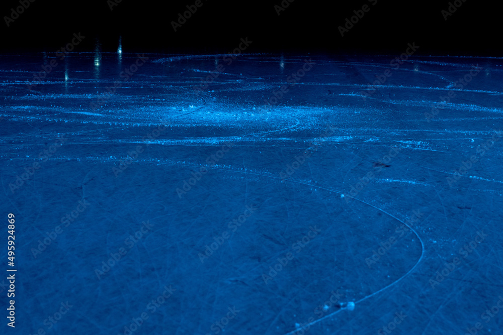 Ice background and texture with scratches from skating and hockey. Ice ...