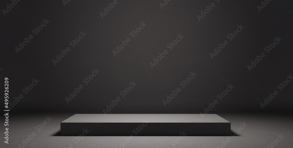 Minimalist Cement Studio Display Dark Grey Grungy Background Product Display Concept 3D Rendering