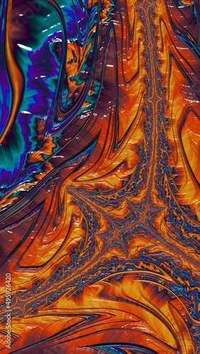 Fractal Graphical Abstract Painting Art Background Texture,Colorful Geometrical Artwork Poster,Modern Conceptual Print,3D Rendering,Illustration