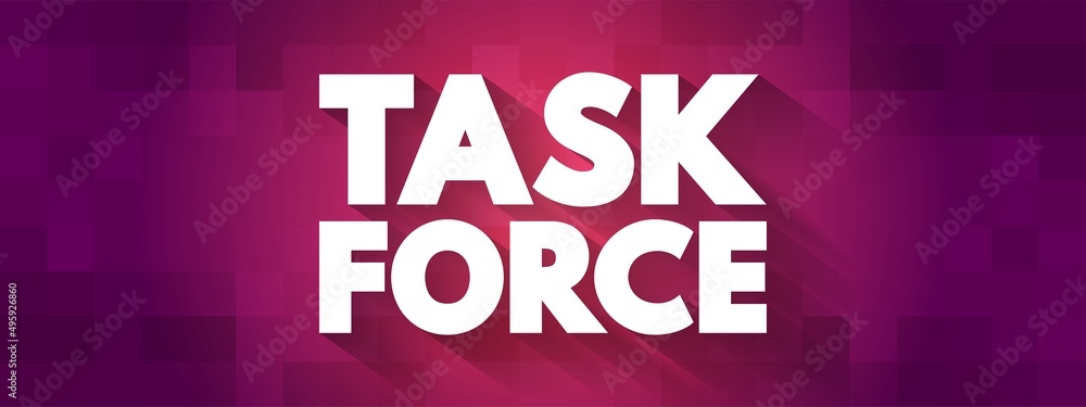 Task force - unit or formation established to work on a single defined task or activity, text concept background Task force - unit or formation established to work on a single defined task or activity, text concept background