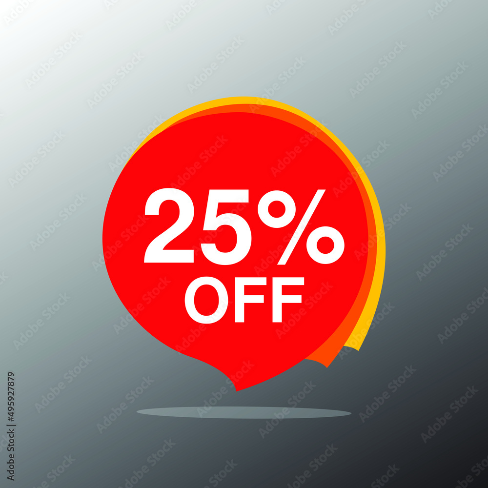 sale discount banner template vector. 25% off sale banner . red color sale banner 