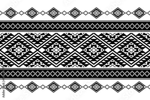 Geometric ethnic oriental seamless pattern traditional Design for background,carpet,wallpaper.clothing,wrapping,Batik fabric,Vector illustration.embroidery style - Sadu, sadou, sadow or sado