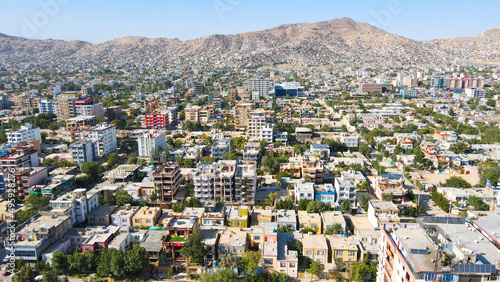 This footage is Kabul City of Afghanistan, building houses, took by drone. photo