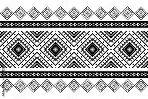 Geometric ethnic oriental seamless pattern traditional Design for background,carpet,wallpaper.clothing,wrapping,Batik fabric,Vector illustration.embroidery style - Sadu, sadou, sadow or sado
