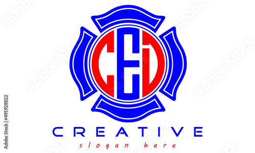 CED three letters circle monogram initial geometric curves logo design