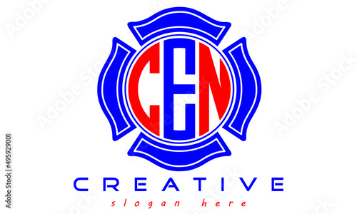 CEN three letters circle monogram initial geometric curves logo design