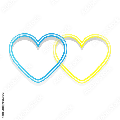 Ukraine flag icon in the shape of heart. Save Ukraine concept. Vector Ukrainian symbol, icon, button.