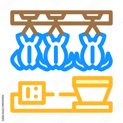 chicken processing color icon vector. chicken processing sign. isolated symbol illustration