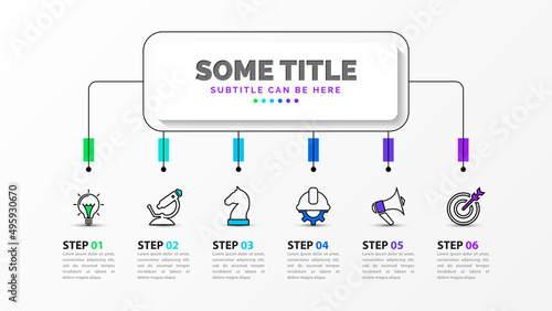 Infographic template with icons and 6 options or steps