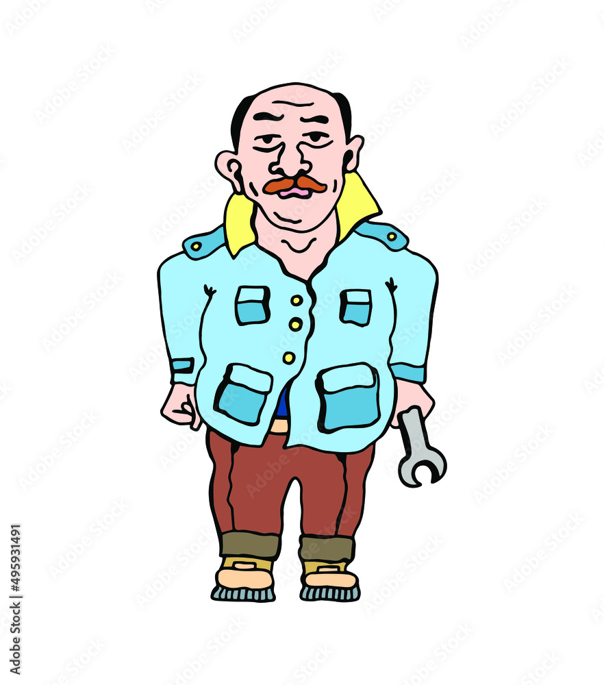 Plumber. Adjacent cartoon character. Vector illustration. Plumber. Adjacent cartoon character. Vector illustration.
